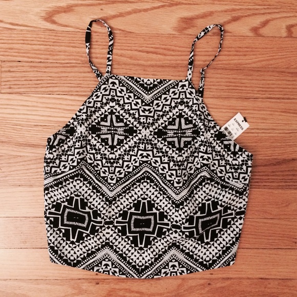 Express Black/White High Neck Tank