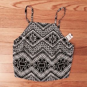 Express Black/White High Neck Tank