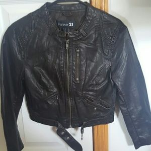 NWOT Dark Brown Leather Crop Jaket