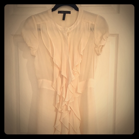 Bcbg white ruffle front dress/tunic