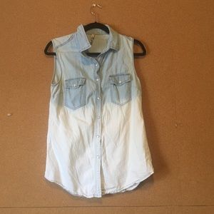 A denim tank top with a white ombré