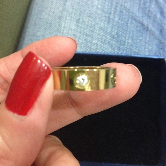 Jewelry - "LOVE" Yellow Gold Tatanium Steel 6mm /Stone Ring