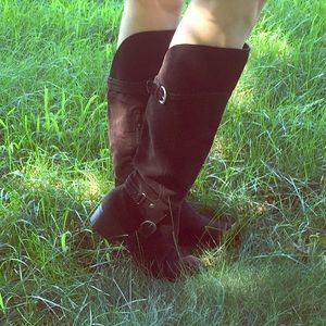 Audrey Brooke Chocolate Brown Suede Riding Boots