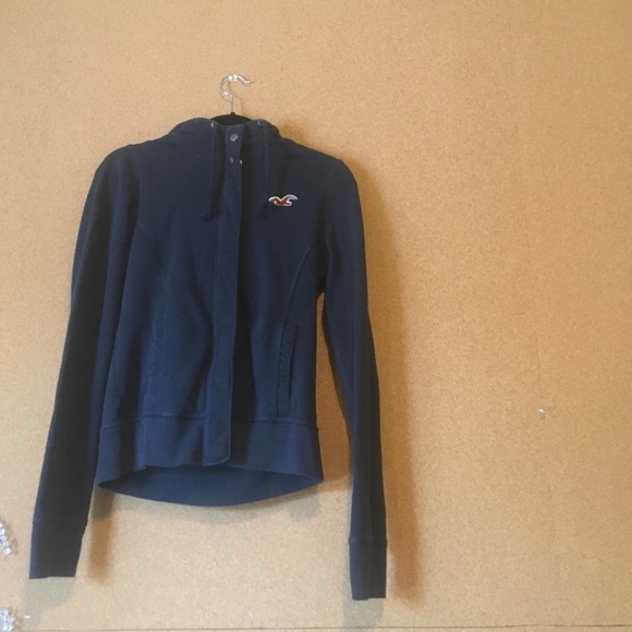 Navy hollister zip up/button up sweatshirt
