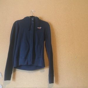 Navy hollister zip up/button up sweatshirt