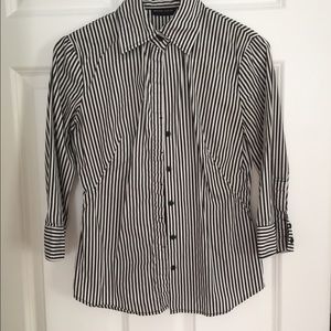 Black and White Striped Button Up