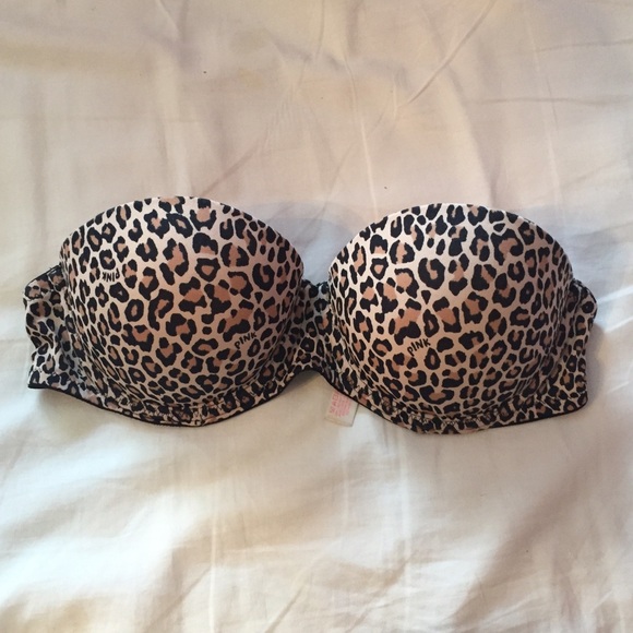 PINK strapless cheetah bra - Picture 1 of 4