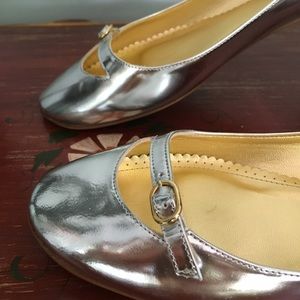 J. Crew Silver Metallic Ballet Flats 8.5 NWT