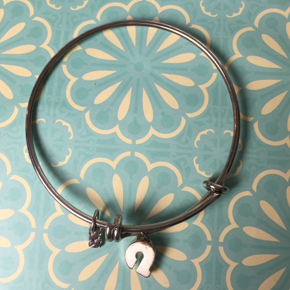 🚫GIFTED🚫"a" Silver Initial Bangle