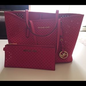 Michael Kors Perforated Tote and Wristlet