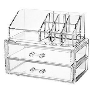 2 DRAWERS ACRYLIC CLEAR MAKEUP CASE ORGANIZER