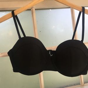 Black Bikini Top bustier removable straps