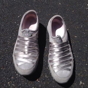 Skechers; Slip On Sneakers (Silver/Gray)