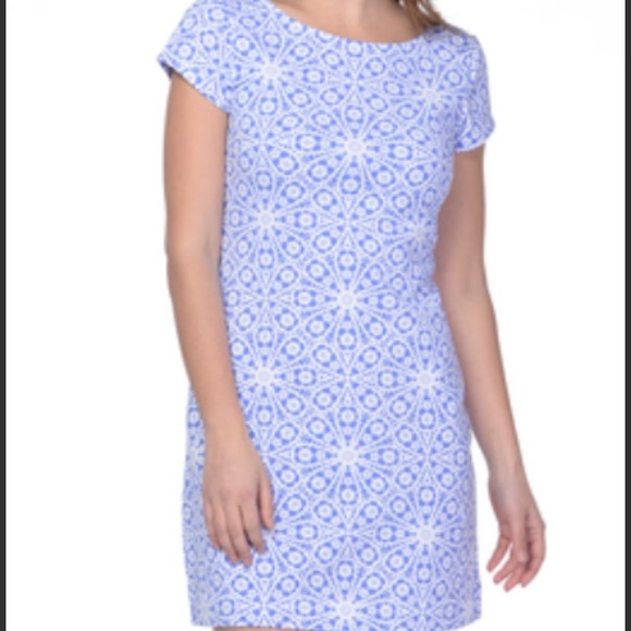 Mani Gold Addie Dress in in Periwinkle Irish lace