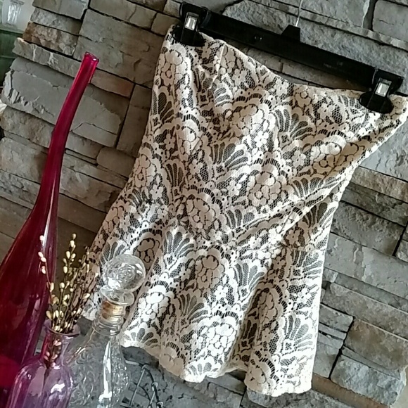 Strapless Lace Top , Lined with Black Soft Cotton