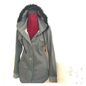 Lightweight gray herringbone button up jacket!!