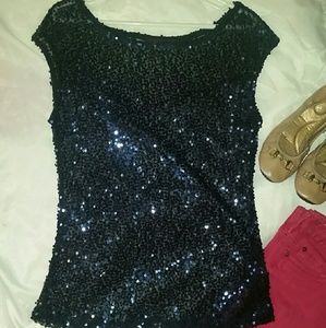 Beautiful Navy blue sequin blouse