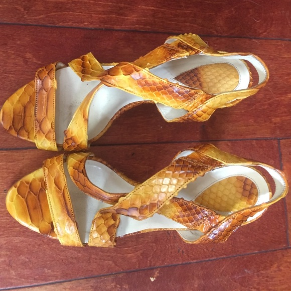 Devi Kroell Python Peeptoe Cross Stilettos Size 38 - image 2