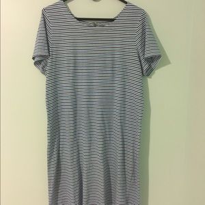 Blue & White Zipper Detail Dress