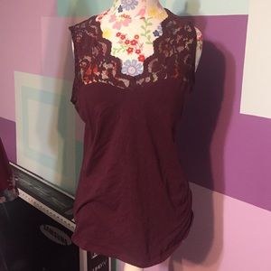 Burgundy h&m lace tank