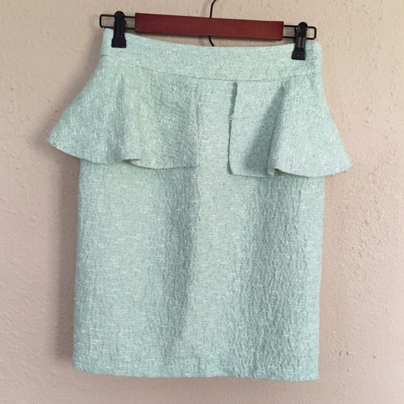 Zara Mint Tweed Peplum Pencil Skirt - Picture 2 of 3