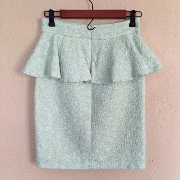 Zara Mint Tweed Peplum Pencil Skirt - Picture 3 of 3