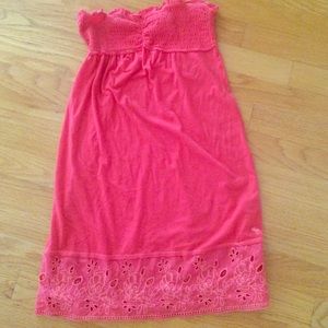 Coral strapless dress ✨✨ large (fits like women S)