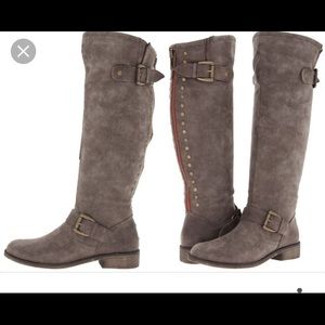 Madden girl taupe knee high riding boots