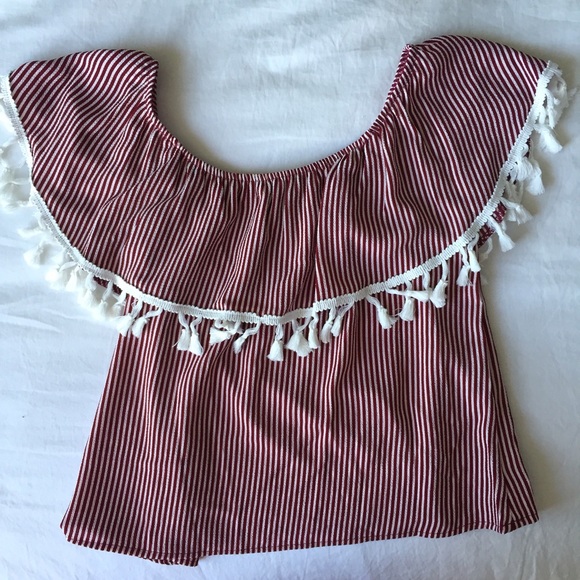 SOLD OUT ✖️ Kassie Striped Off The Shoulder Top - Picture 4 of 4