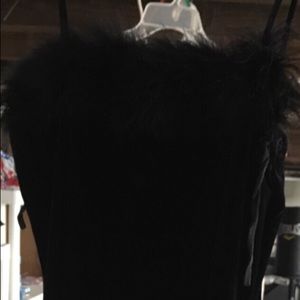 **sold*Long black spaghetti dress with feather top