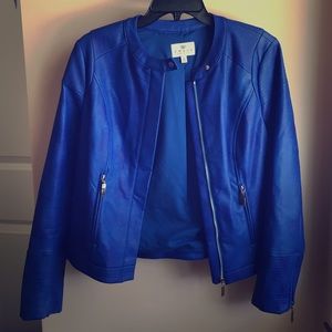 Chaus collarless faux leather jacket
