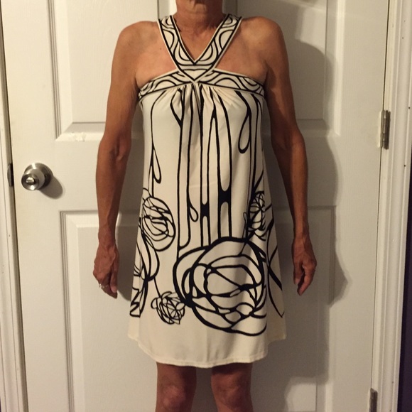 Abstract print BCBG one shoulder mini dress