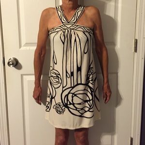 Abstract print BCBG one shoulder mini dress