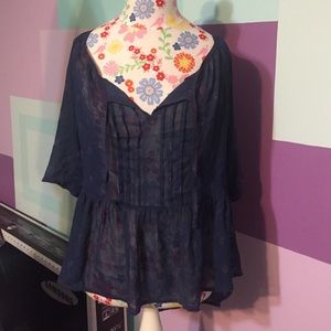 Dark blue sheer hollister shirt