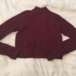Long sleeve maroon cropped turtle neck
