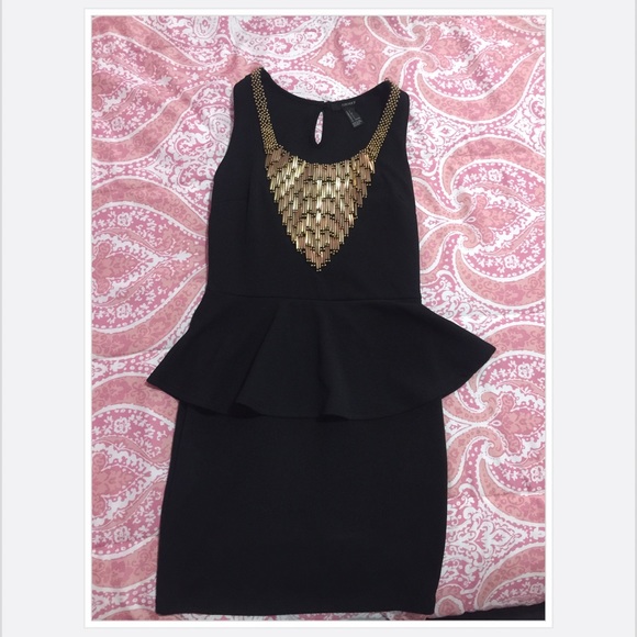 Black Fitted Peplum Dress