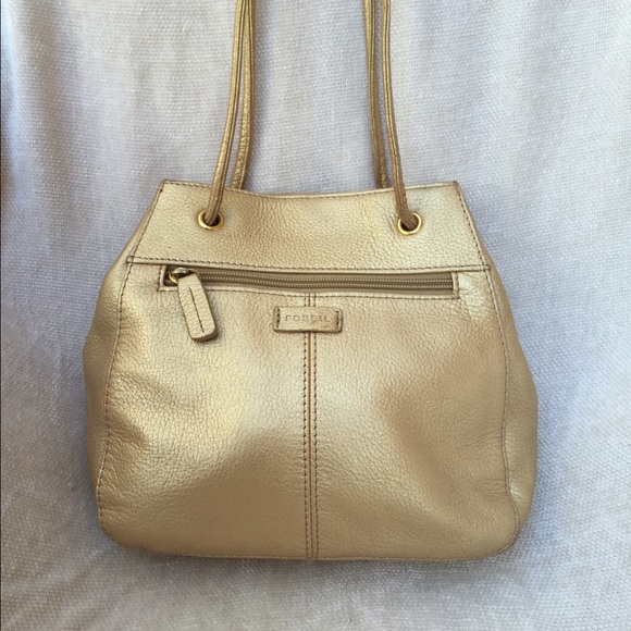 Fossil Gold Leather Convertible Crossbody Mini Bag