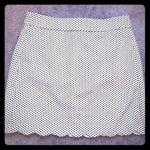 Loft black and white skirt with scallop hemline