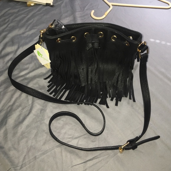 Small Black Fringe Purse