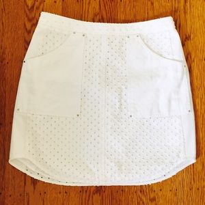 Rebecca Taylor Punched Denim White Skirt