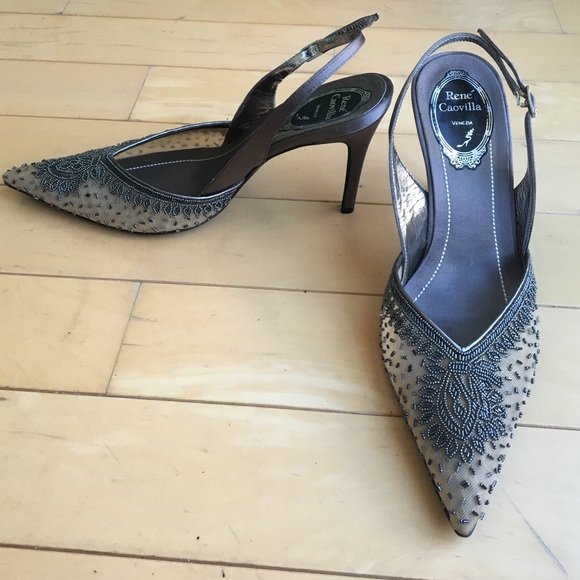 RENE CAOVILLA beaded evening shoes  size 38 heels - Picture 3 of 9