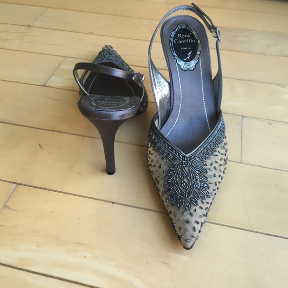 RENE CAOVILLA beaded evening shoes  size 38 heels - Picture 4 of 9