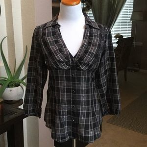 Express plaid ruffle blouse