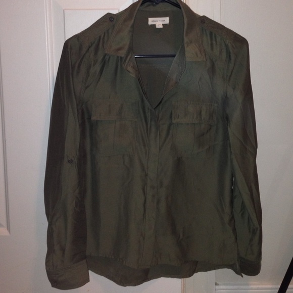 Green Button Down Polyester Shirt - image 1