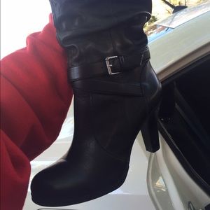 Black leather boots