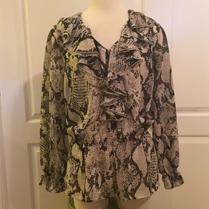 PLUS SIZE RUFFLED V- NECK BLOUSE