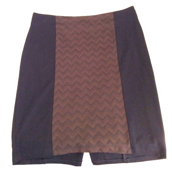 Igigi Brown and Black Chevron Pencil Skirt