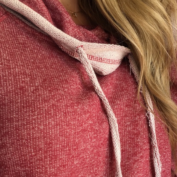 Sold• Distressed Ruby Funnel Neck Hoodie - Picture 2 of 4