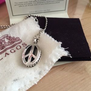 Lagos peace sign pendant long chain necklace
