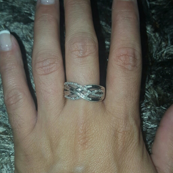 Diamond multi band size 9 silver ring